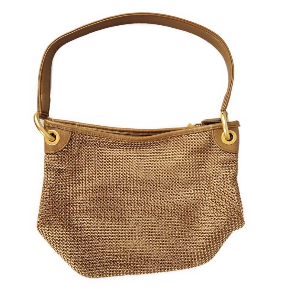 Mondani New York Handbag Woven Gold Tone Evening Formal Purse - Picture 2 of 12